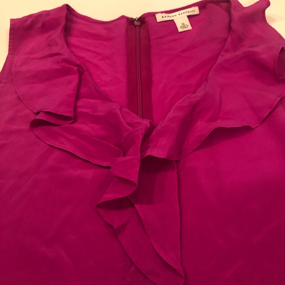 Banana Republic Silk Blouse with Ruffle Neckline